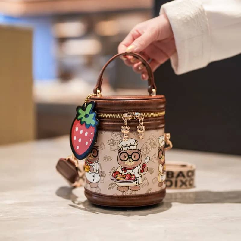 کیف وارداتی تدی بند برزنتی قهوه‌ای