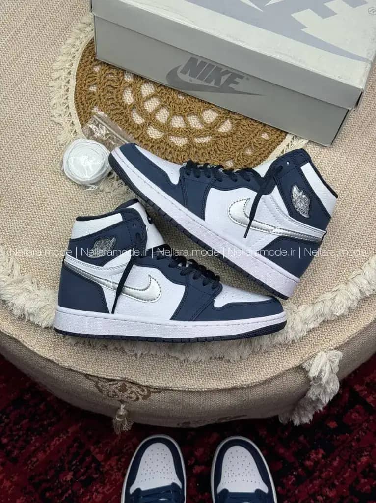 نایک جردن ۱ ساقدار سفید سرمه ای | Nike Jordan 1 High Midnight Navy