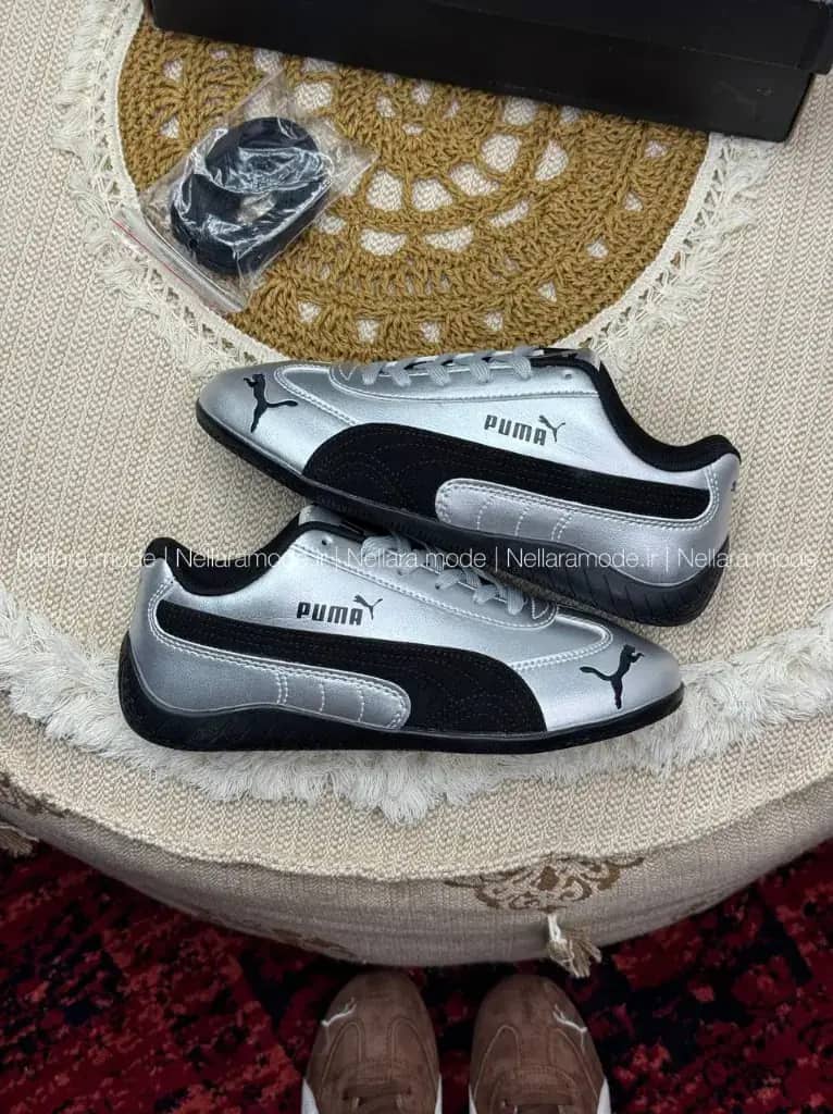 کتونی پوما اسپیدکت متالیک نقره‌ای مشکی زنانه | Puma Speedcat Metallic Silver Black