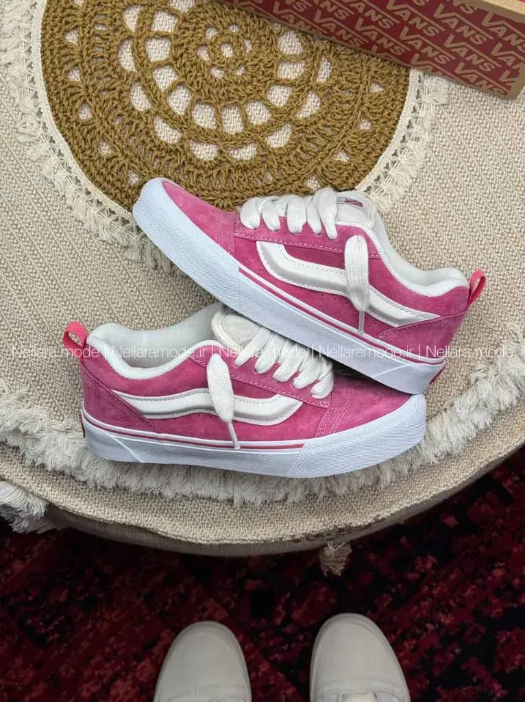 ونس کنو اسکول صورتی سفید زنانه | Vans Knu Skool Pink White