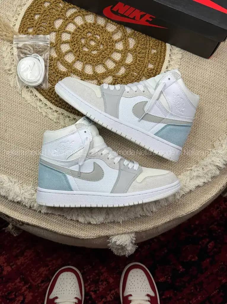 نایک جردن ۱ ساقدار پاریس زنانه و مردانه | Nike Air Jordan 1 High White Blue
