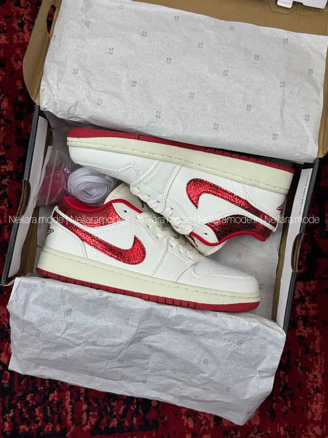 جردن 1 لو سفید و یاقوتی | Jordan 1 Low White Ruby