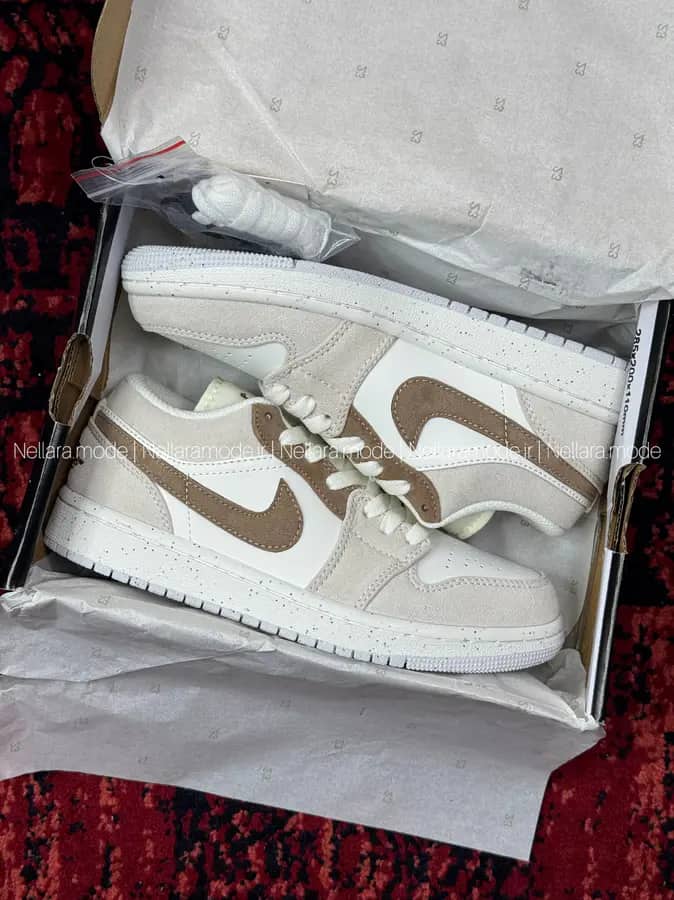 کفش جردن ۱ کرم بژ قهوه‌ای زنانه | Air Jordan 1 Cream Beige