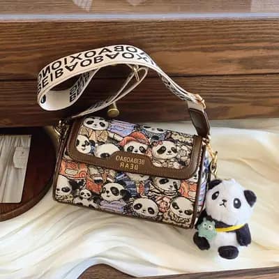 کیف وارداتی تدی بند برزنتی قهوه‌ای