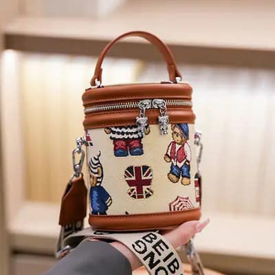 کیف وارداتی تدی بند برزنتی صورتی و قهوه‌ای
