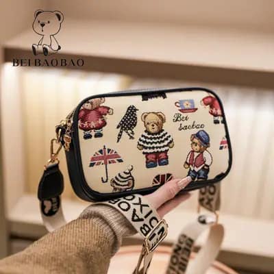 کیف وارداتی تدی بند برزنتی سرمه‌ای