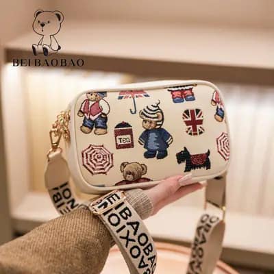 کیف وارداتی تدی بند برزنتی سفید