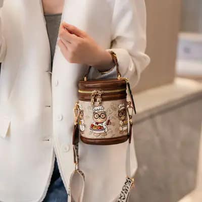 کیف وارداتی تدی بند برزنتی قهوه‌ای