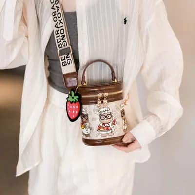 کیف وارداتی تدی بند برزنتی قهوه‌ای