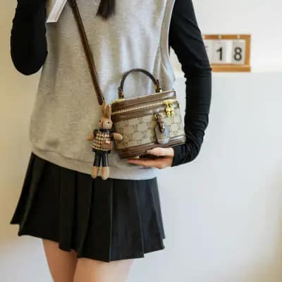 کیف وارداتی تدی جنس کنف بند چرمی قهوه‌ای