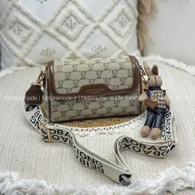 کیف وارداتی تدی گلدوزی جنس کنف بند برزنتی قهوه‌ای