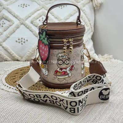 کیف وارداتی تدی بند برزنتی قهوه‌ای