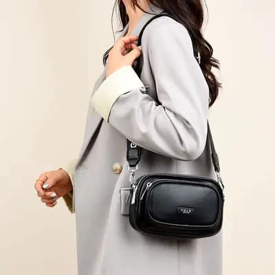 استایل کیف کراس بادی وارداتی مدل یاگلایشی مشکی با کت زنانه